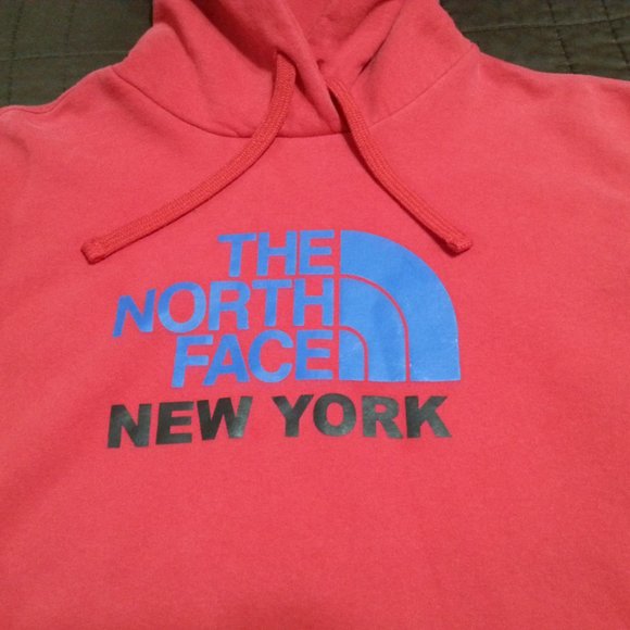 The North Face New York Hoodie Sweater Sweatshirt  Men's Large Red hooded - Picture 5 of 13
